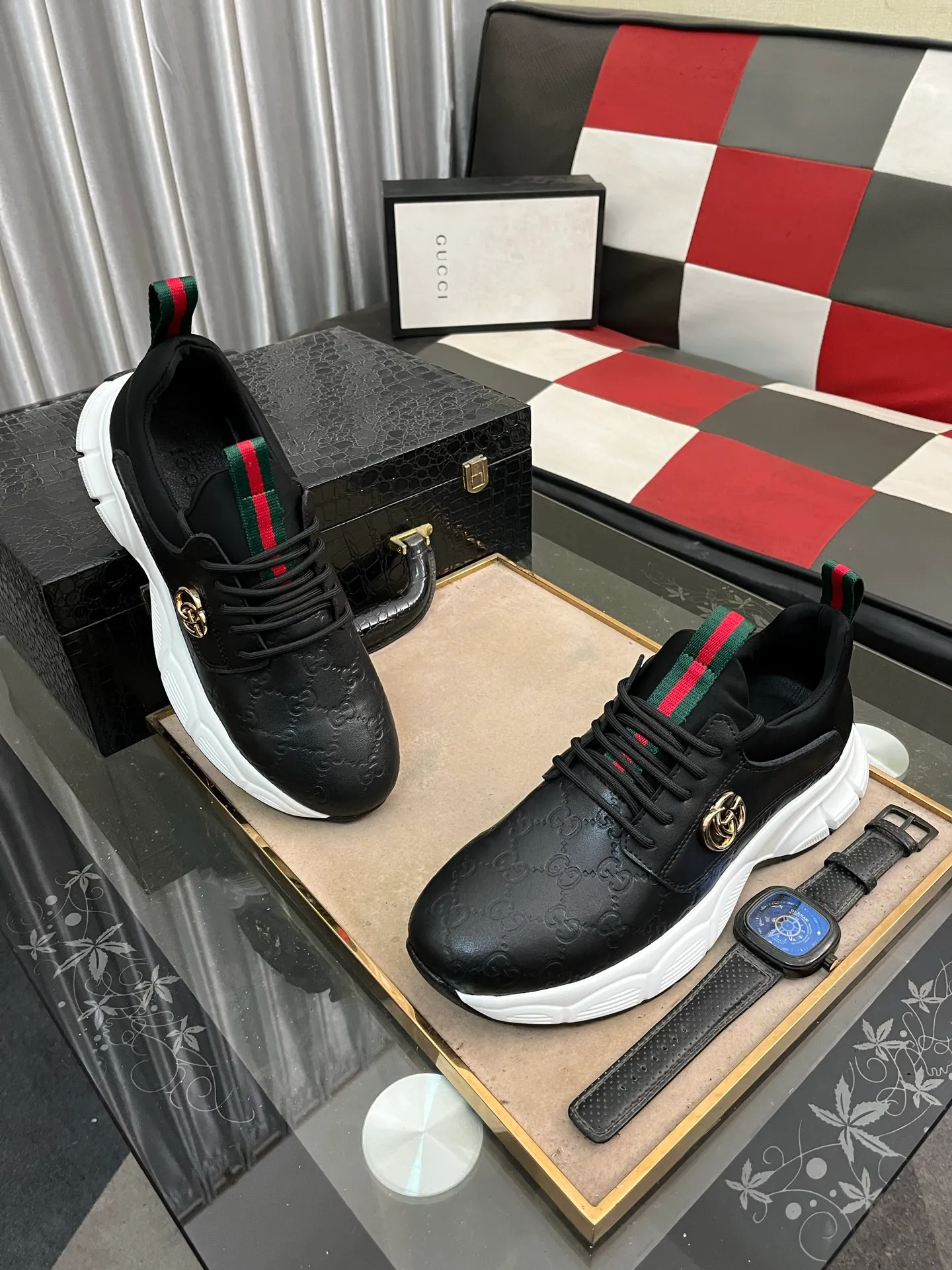 Men's shoes 💰440⌚️⌚️ (GUCCI-Gucci) luxury brand sports and casual shoes, imported original material, sheepskin lining, high-end and comfortable, original outsole is light and wear-resistant! Purely handmade, details determine quality! 38-443️⃣colors available